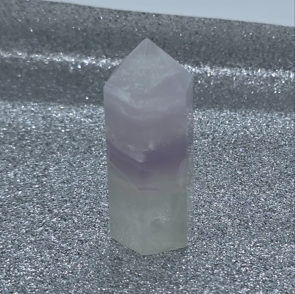 Purple & White Yttrium Fluorite Tower - Picture 4 of 6